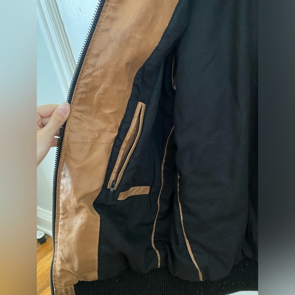 John Devin Mens brown full zip leather jacket coat size xs - Picture 5 of 7